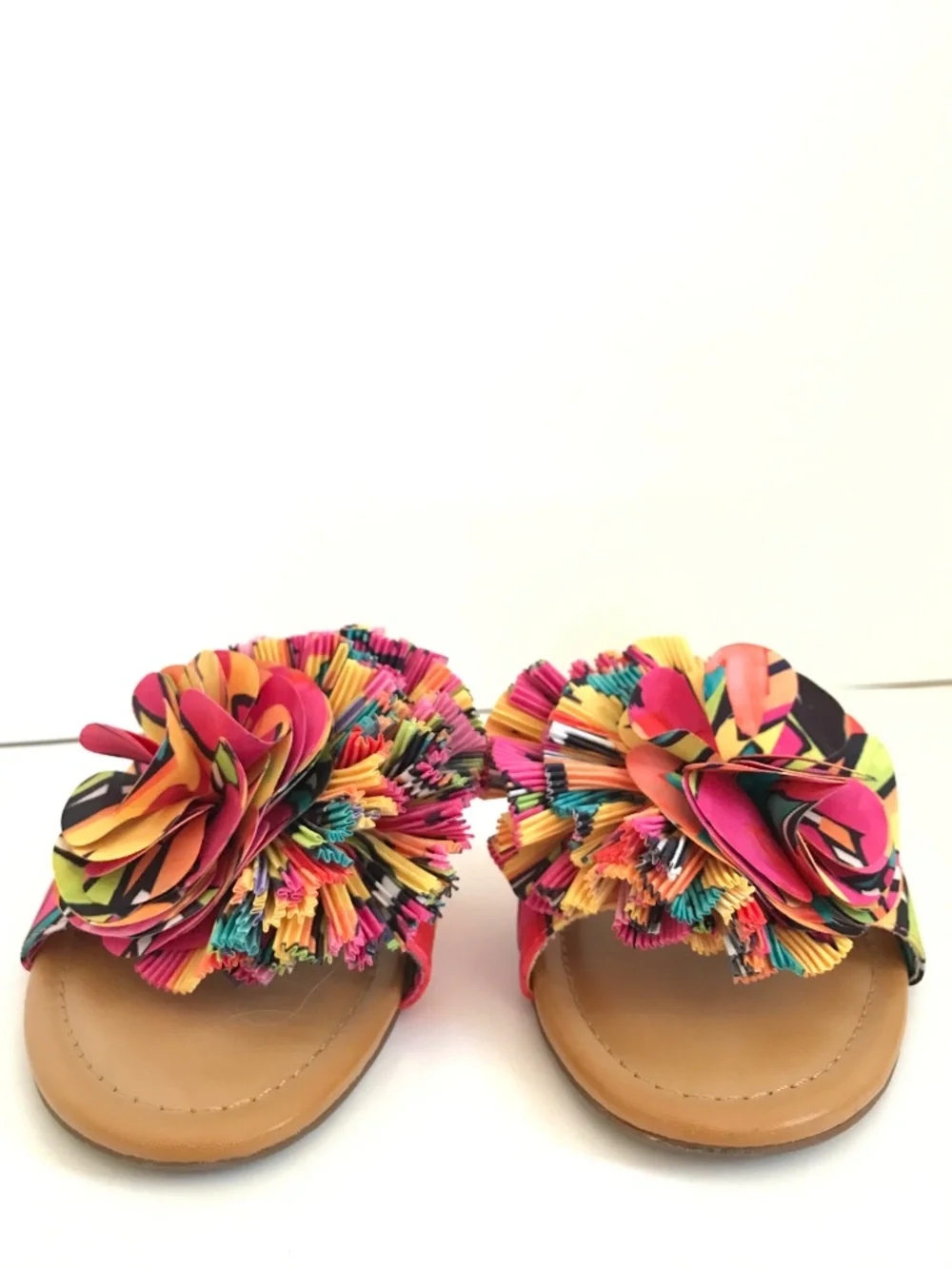 GIANNI BINI Zaven Floral Ruffle Slide Sandals Size 7 Colorful - Picture 5 of 12